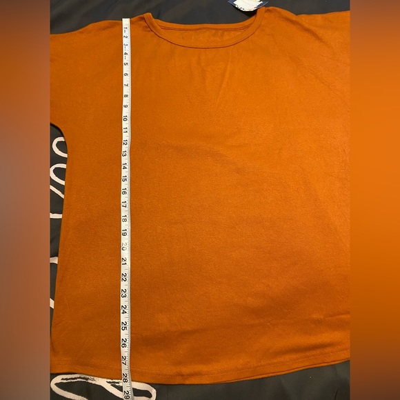 Shewin Burnt Orange Top With Leopard & Sparkly Sleeves NWT XXL. - Picture 5 of 6